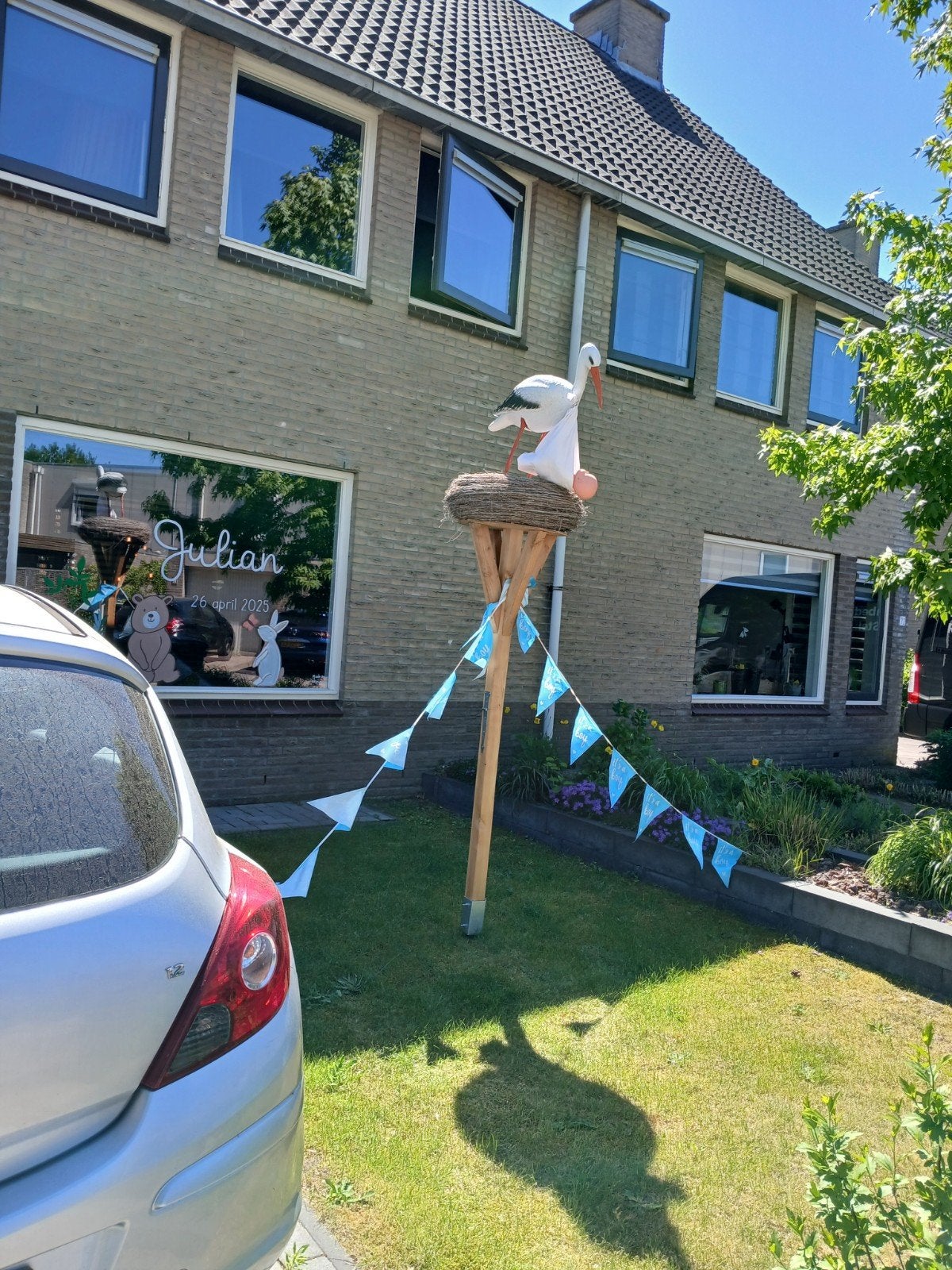 Ooievaarsnest geboorte aankondiging, Kinderen en Baby's, Kraamcadeaus en Geboorteborden, Ophalen