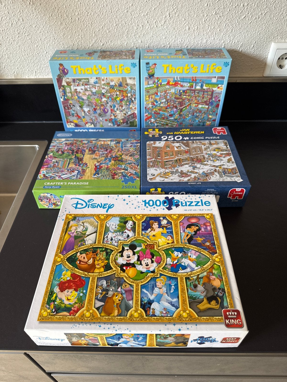 Diverse Legpuzzels: Disney, Jan van Haasteren, That's Life, Ophalen of Verzenden, 500 t/m 1500 stukjes, Gebruikt, Legpuzzel
