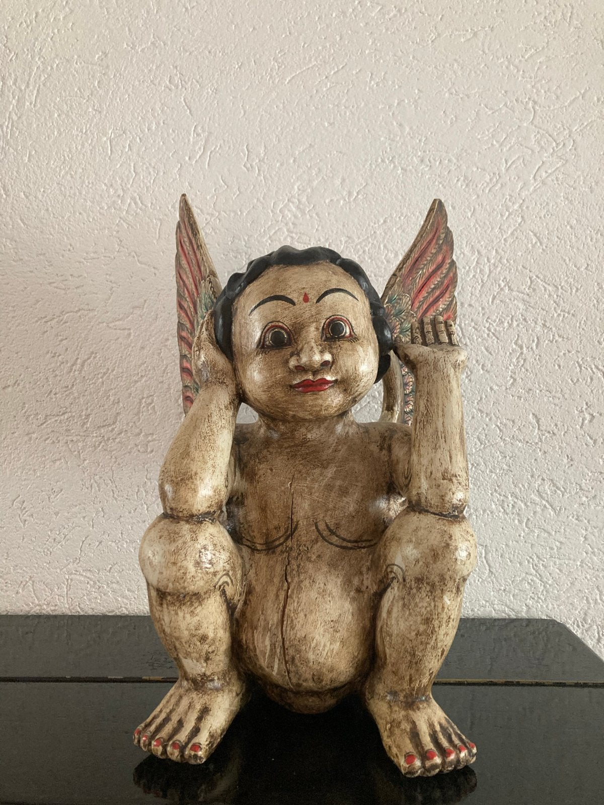 Houten Balinese Engel Sculptuur, Antiek en Kunst, Kunst | Beelden en Houtsnijwerken, Ophalen, 20 - 50 cm, Beeld, Hout