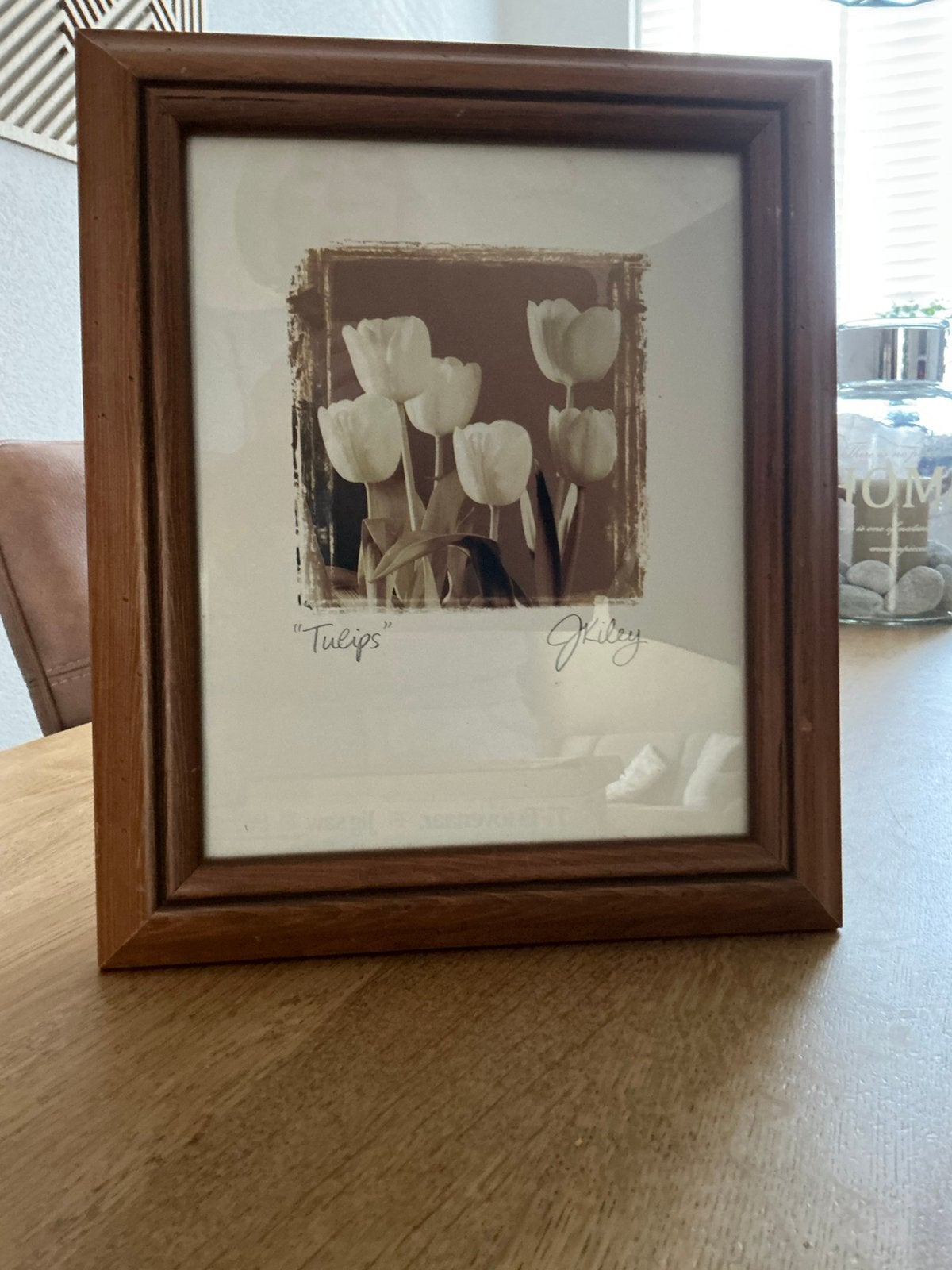 Schilderij tulpen in houten lijstje, Ophalen of Verzenden, Met afbeelding