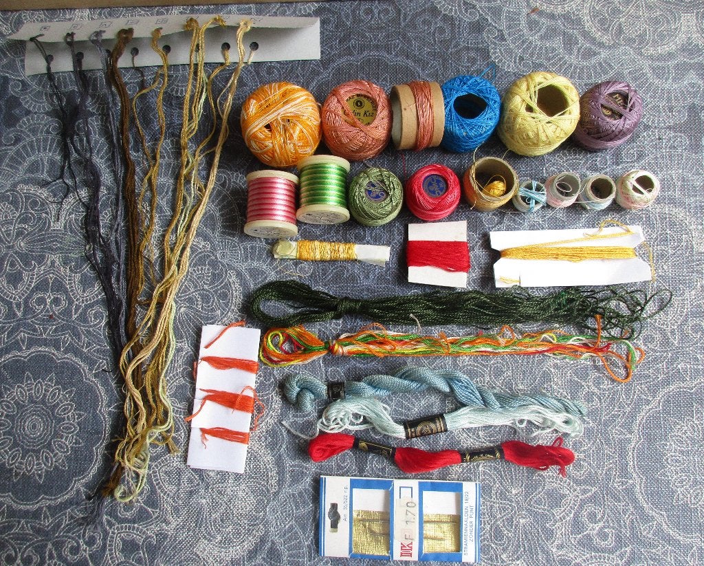 restanten borduurgaren oa DMC - haaknaald 0,75 - zakdoekjes, Ophalen of Verzenden, Nieuw, Handborduren, Borduurgaren of Zijde
