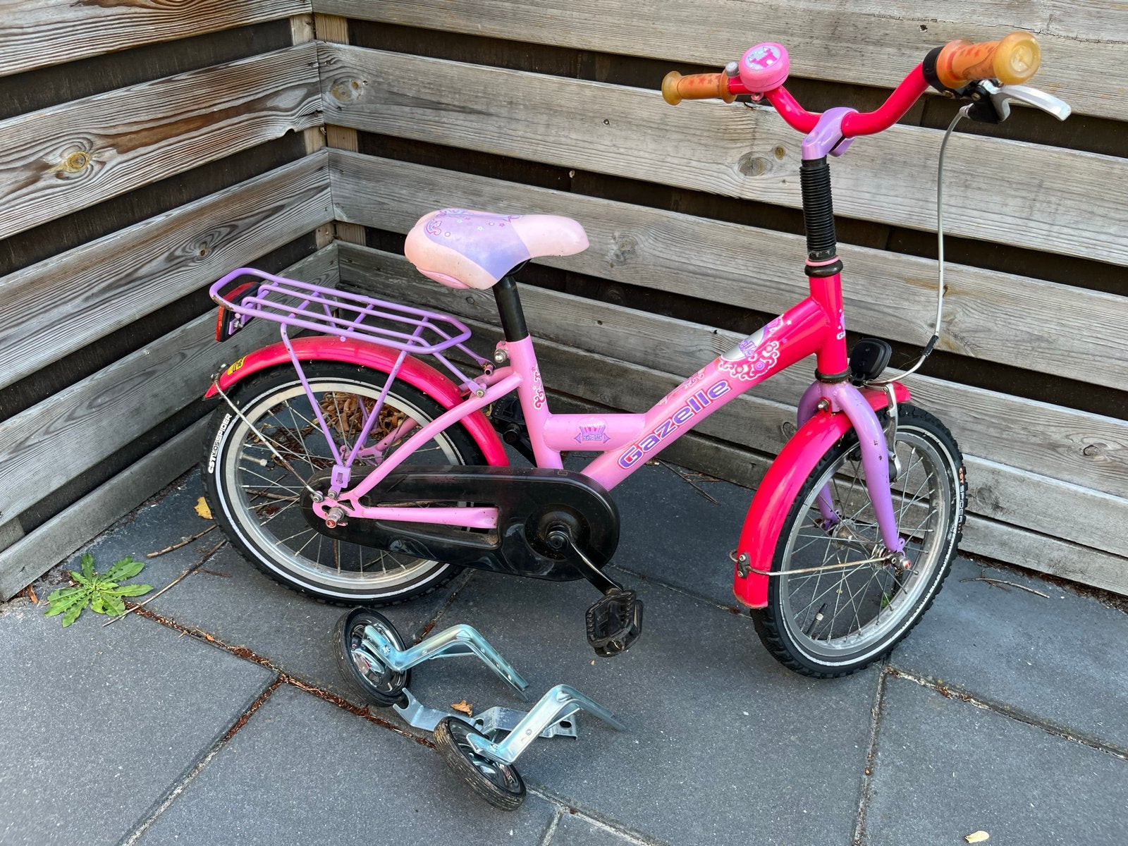 Gazelle meisjesfiets 16 inch met zijwieltjes, Ophalen, Terugtraprem, Zijwieltjes, 16 tot 20 inch