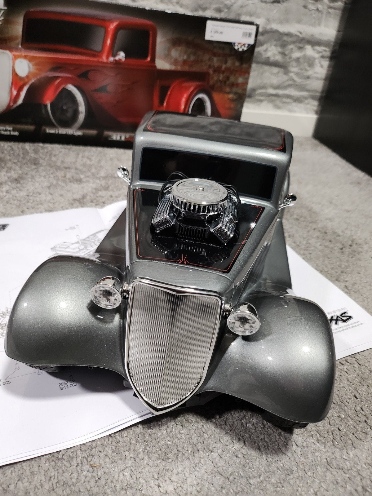 Traxxas factory 5 hot rod zgan met hobby wing motor zgan, Ophalen of Verzenden, Zo goed als nieuw, Overige schalen, Auto offroad