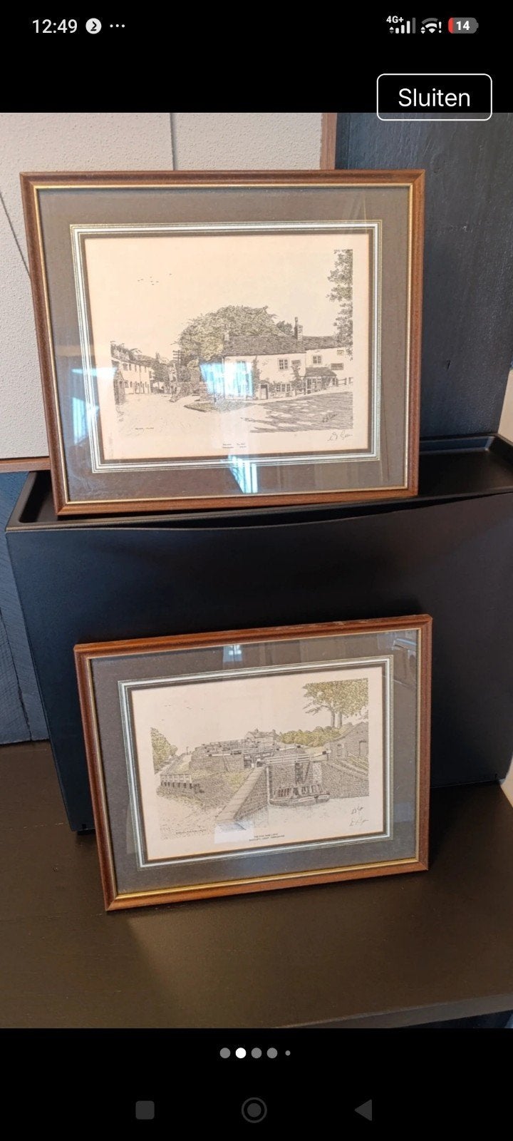 2 ingelijste handgekleurde etsen van Charles David Green, Antiek en Kunst, Kunst | Etsen en Gravures, Ingelijst, Ophalen of Verzenden
