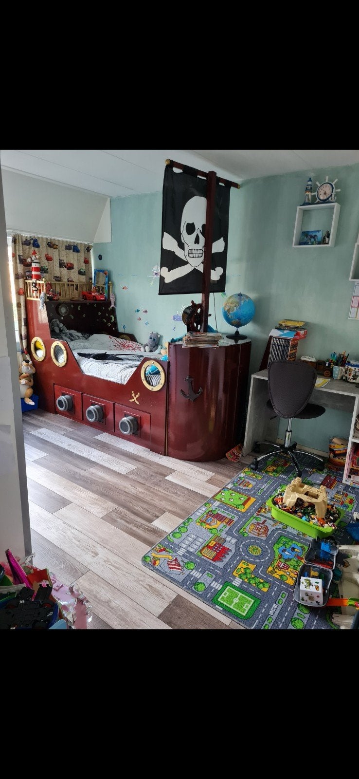 Piratenboot bed, Ophalen, 180 cm of meer, 85 tot 100 cm