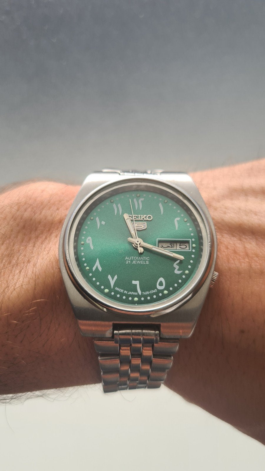 Vintage Seiko 5 Automaat Horloge - Groene Wijzerplaat, Ophalen of Verzenden, Gebruikt, Staal, Seiko