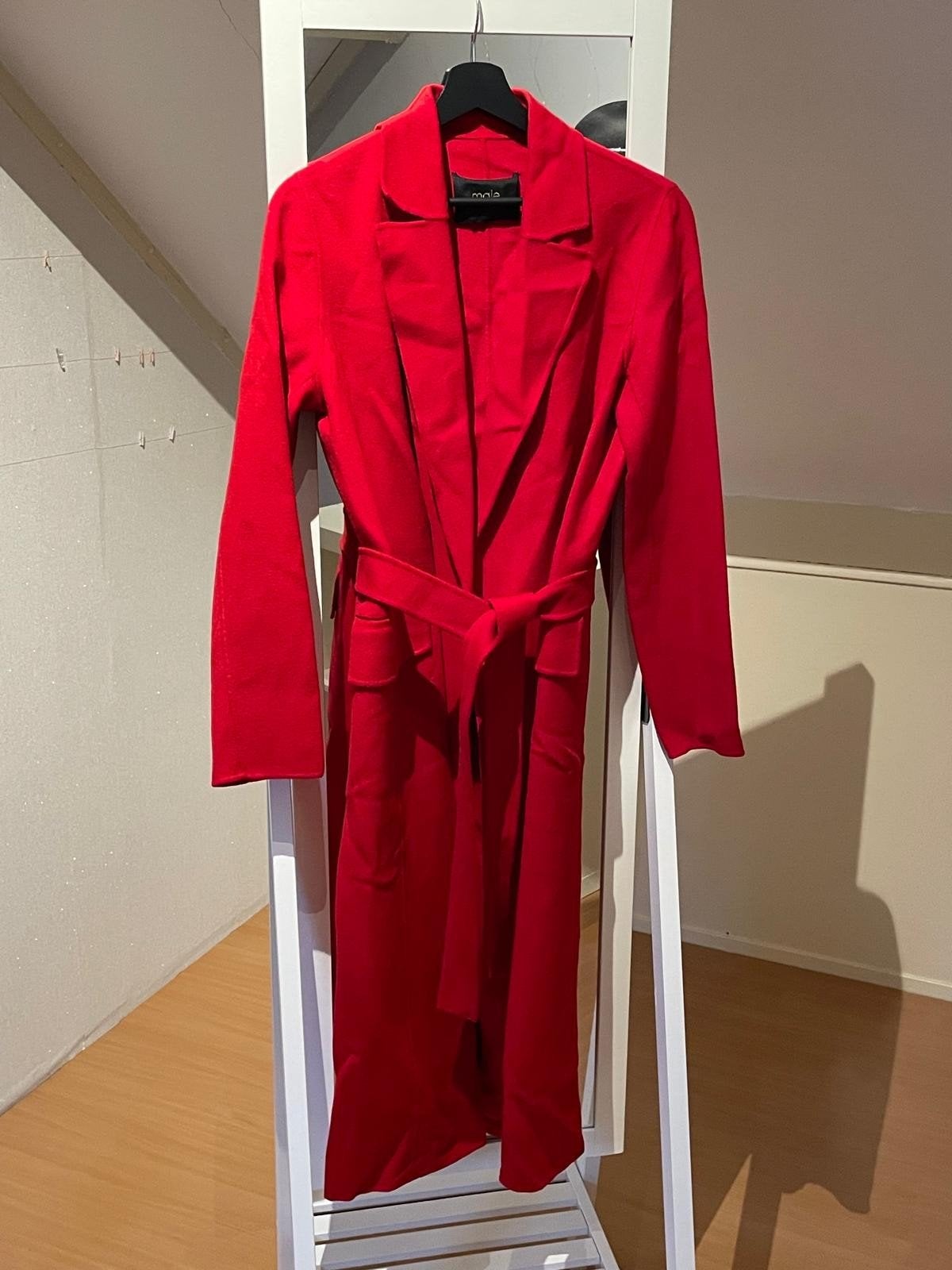 Maje "Geode" Lange Double-Face Gevoerde Jas - Rood, Rood, Ophalen, Maat 38/40 (M), Maje