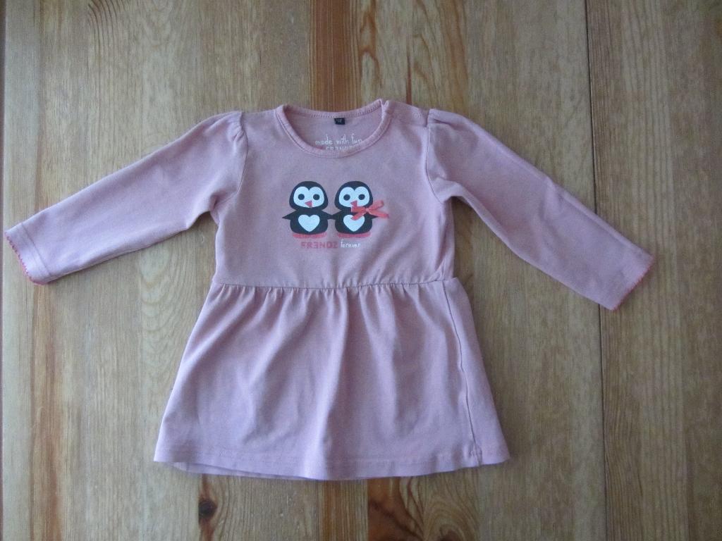 Roze jurkje met pinguins Frendz maat 68, Kinderen en Baby's, Babykleding | Maat 68, Ophalen of Verzenden, Zo goed als nieuw, Meisje