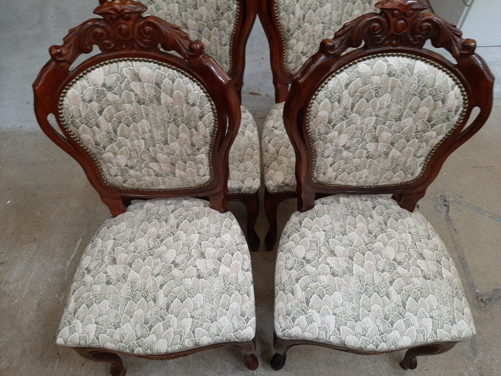 Set van 4 Barok Eetkamerstoelen met Gestoffeerde Zitting, Ophalen