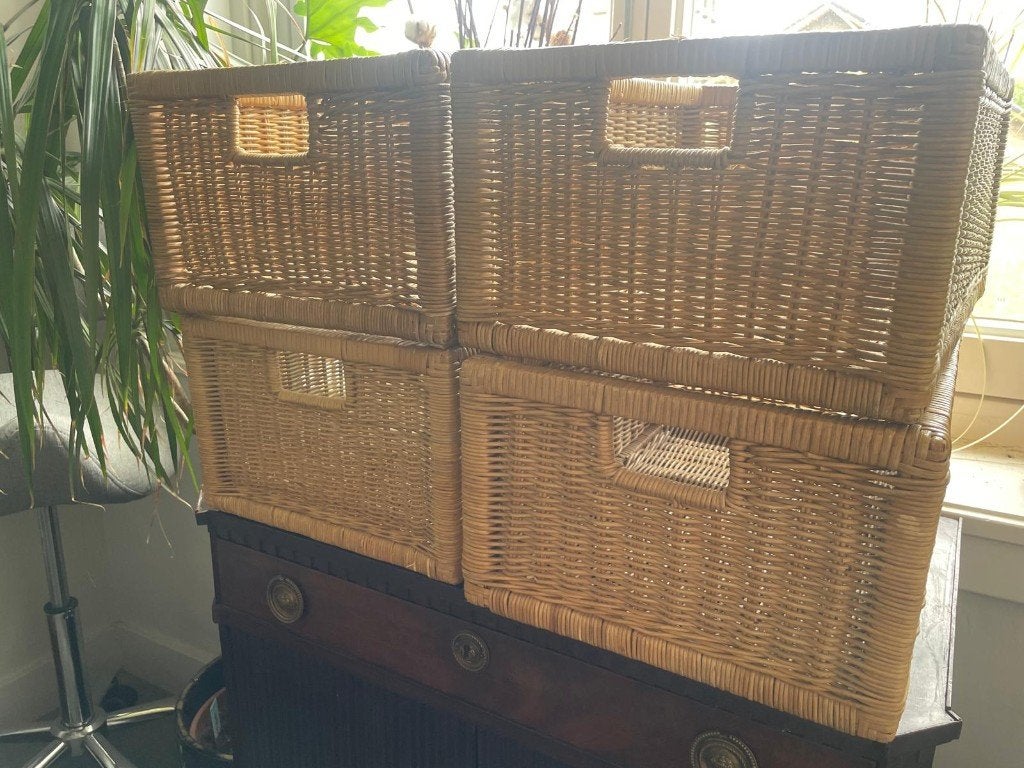 Rieten manden (4 stuks), Ophalen, Mand, Zo goed als nieuw, Riet