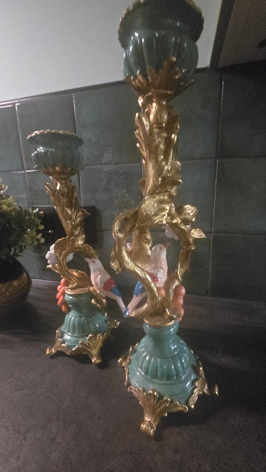Barok Rococo Kitsch Chique Kandelaars met Vogels, Ophalen of Verzenden