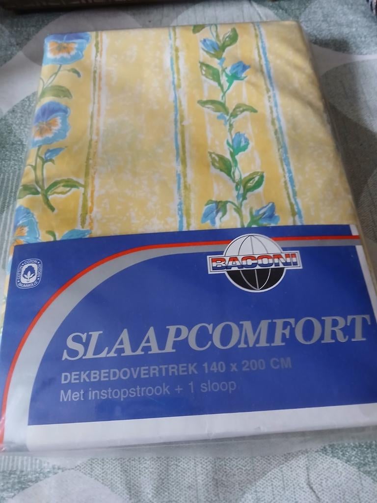 Baconi Slaapcomfort Dekbedovertrek 140x200cm met sloop, Eenpersoons, Nieuw, Ophalen of Verzenden, Geel