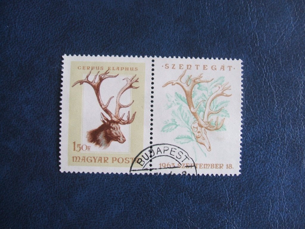 Hongarije met tab hert  ( echt gelopen ), Ophalen of Verzenden, Gestempeld