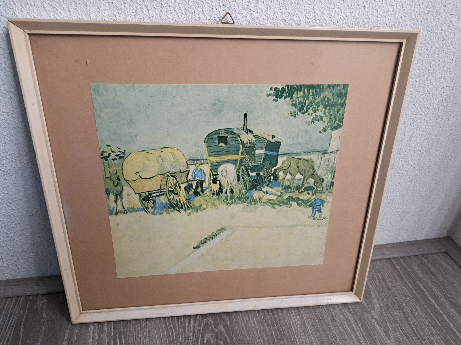 zigeunerkamp met paardenwagen schilderij, Ophalen of Verzenden