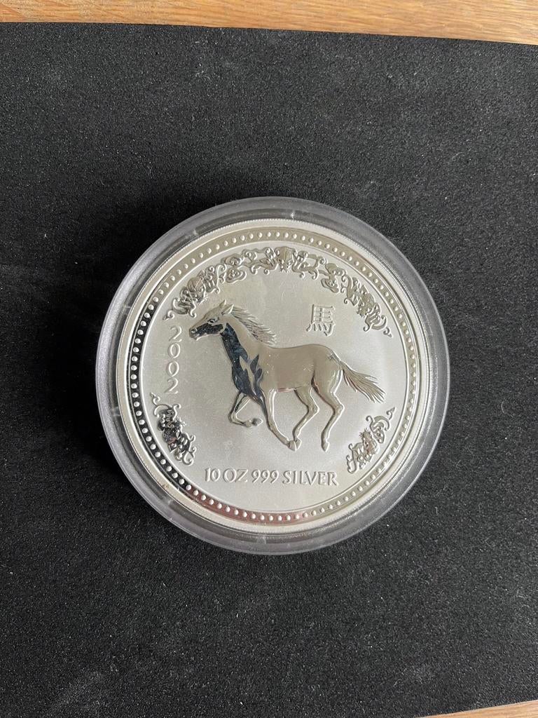 10 oz horse 2002 Lunar 1 serie, Verzenden, Losse munt, Zilver