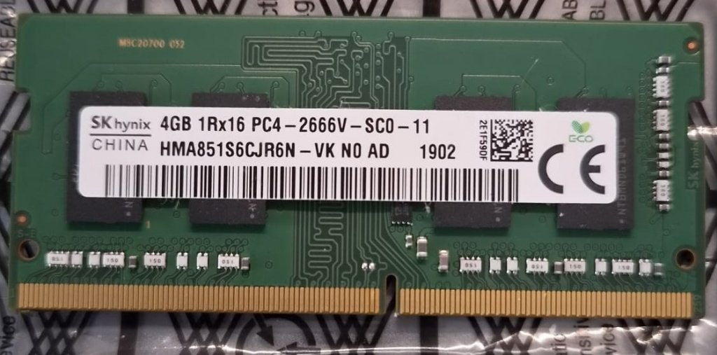 SK Hynix 4GB DDR4 RAM PC4-2666V SODIMM, Gebruikt, DDR4, Ophalen of Verzenden, Laptop