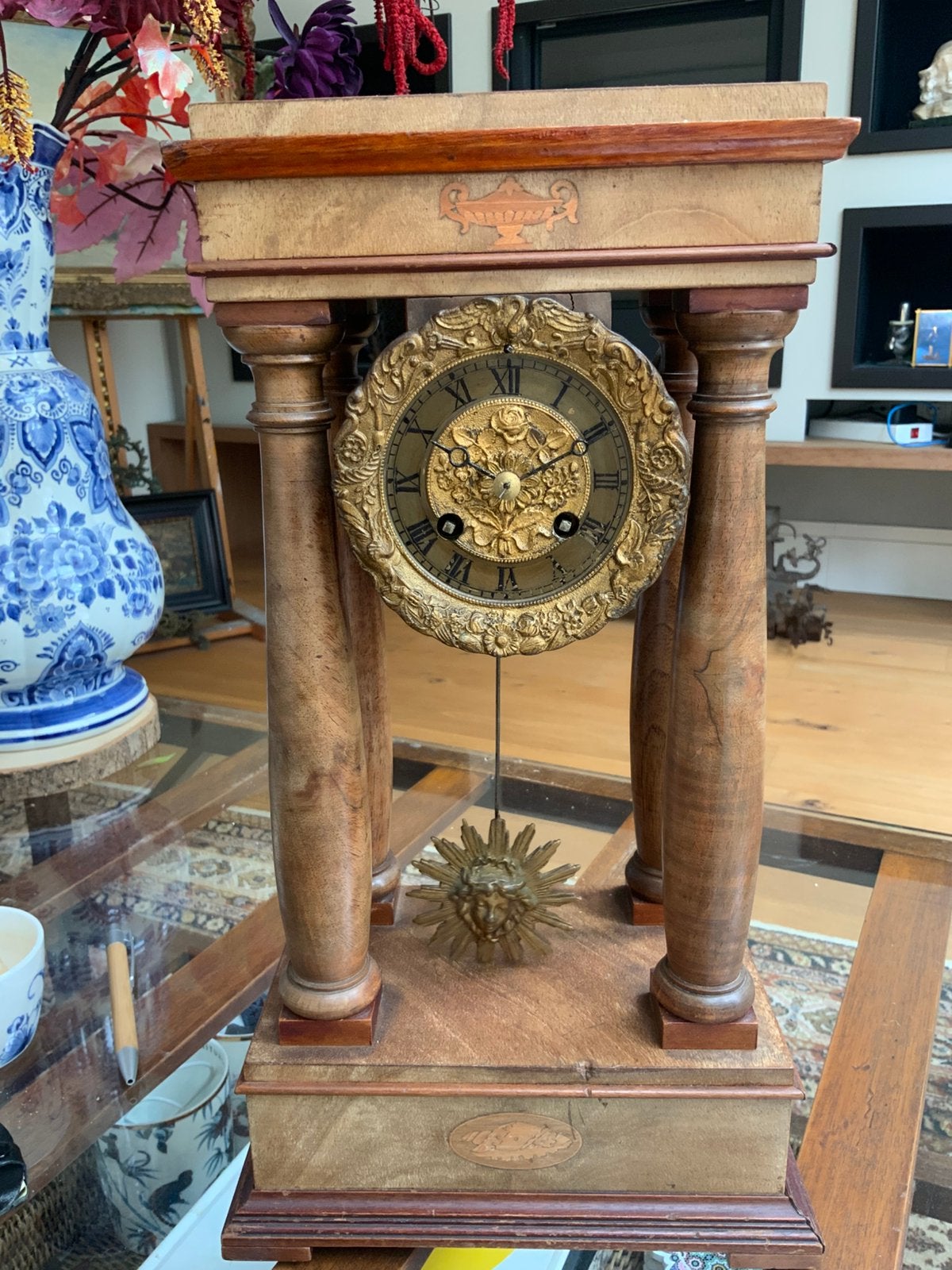 Antieke Franse Kolompendule Japy Frères ca. 1860 Werkend, Ophalen of Verzenden