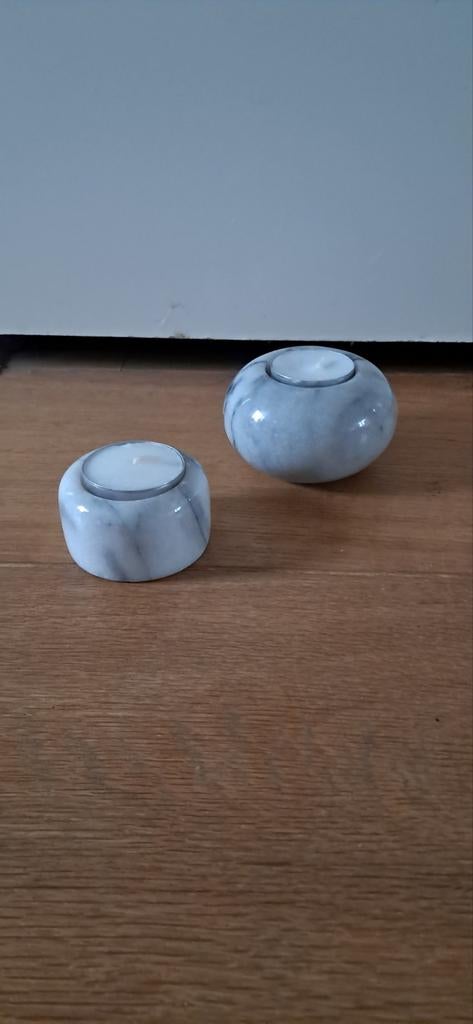 Set Marmeren Waxinehouders:, Huis en Inrichting, Woonaccessoires | Kandelaars en Kaarsen, Ophalen of Verzenden, Overige materialen