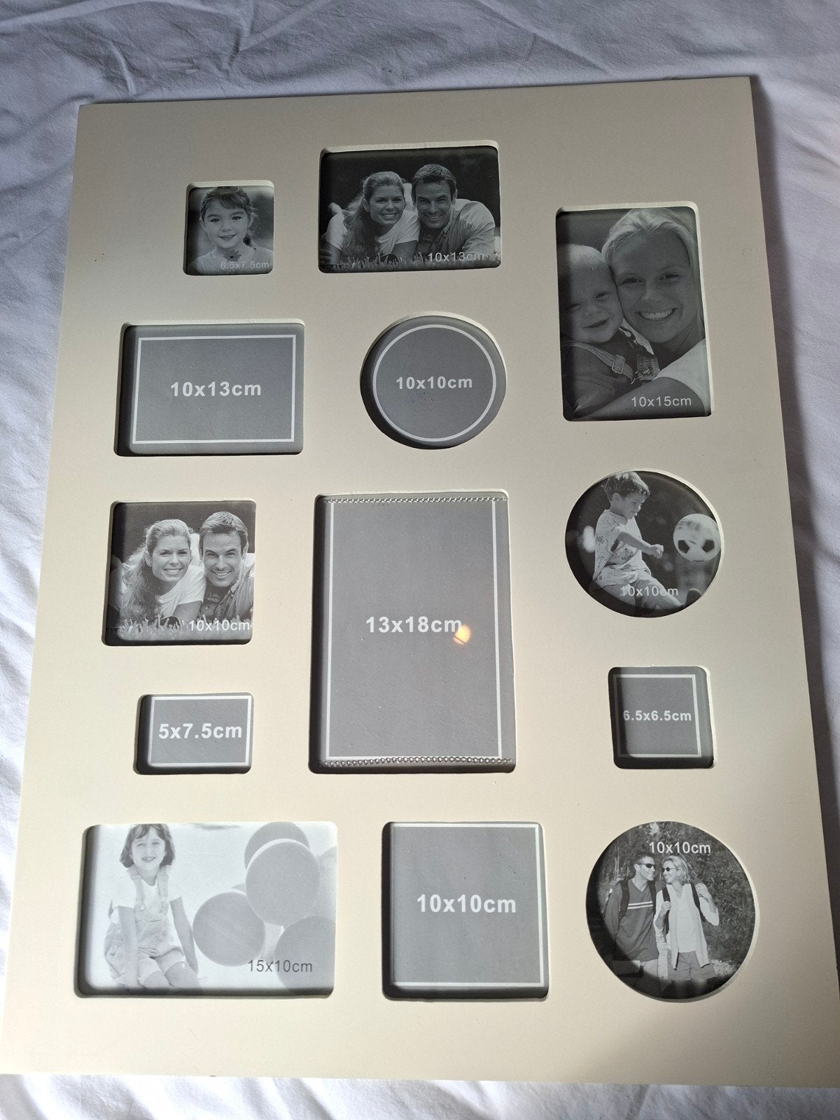 Fotolijst met passe-partout voor meerdere foto's, Hout, Collagefotolijst, Zo goed als nieuw, Met passe-partout