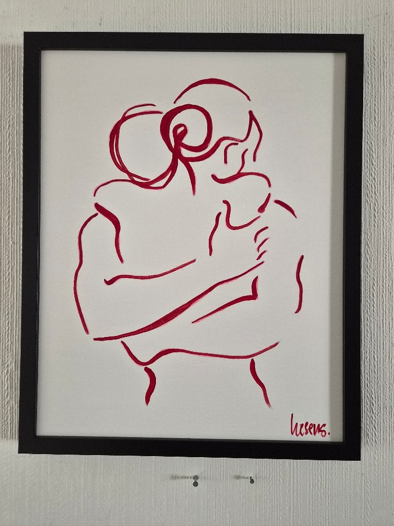 Antoine Liesens - Liefdevolle Omhelzing (52x42x3 cm), Gesigneerd, Ophalen of Verzenden, Overige materialen, Figuren