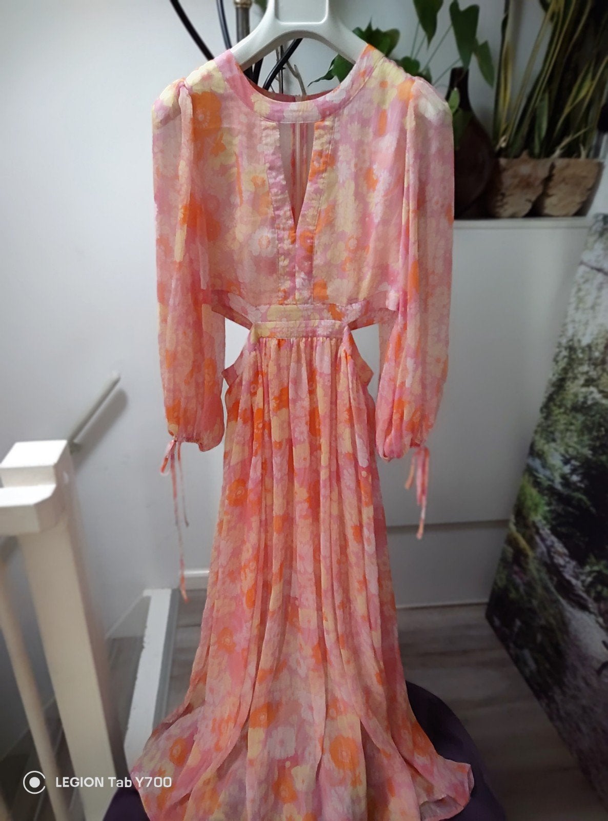 Maje bloemenprint maxi jurk met cut-outs, Meerkleurig, Ophalen of Verzenden, Maat 36 (S), Onder de knie