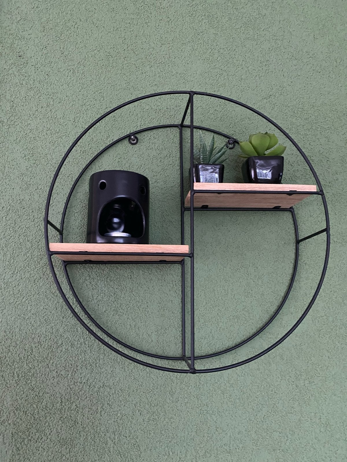 Wandrek rond met geurbrander en kunstcactussen, Ophalen, Gebruikt, Zwart, Metaal