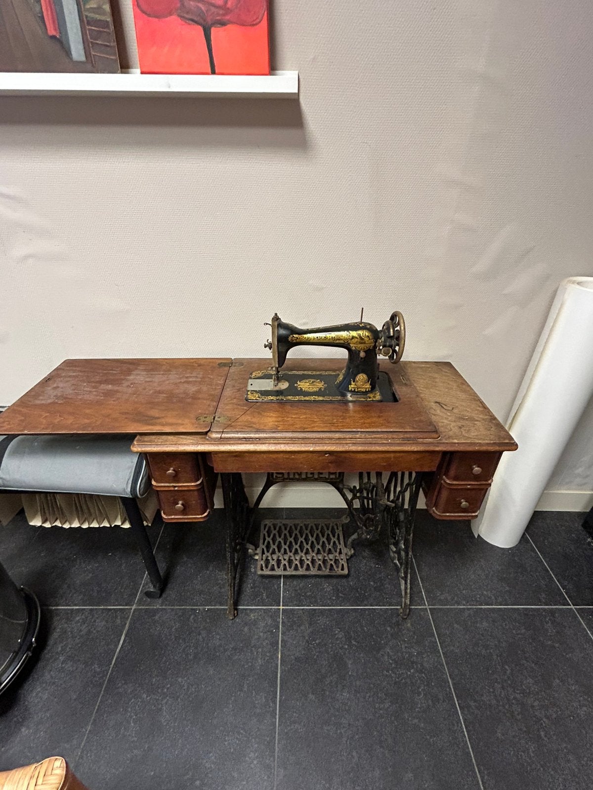 Singer trapnaaimachine ca. 1910-1915 – compleet met meubel, Antiek en Kunst, Antiek | Naaimachines, Ophalen