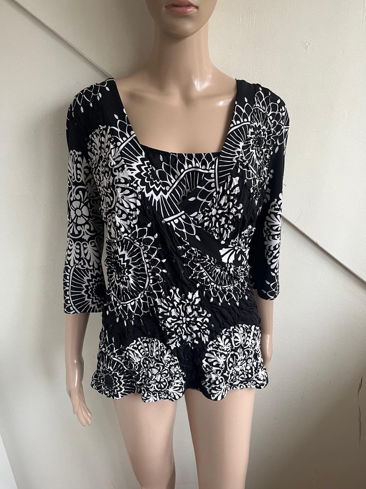 Joseph Ribkoff top blouse zwart wit maat 40 lovertjes, Maat 38/40 (M), Zwart, Ophalen of Verzenden, Zo goed als nieuw