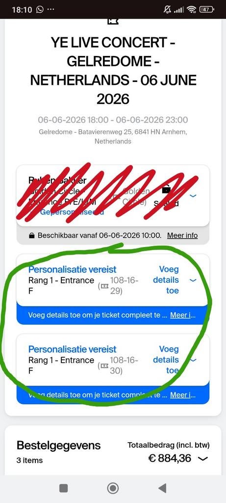 KANYE TICKETS GELREDOME - 06/06 Saturday, Tickets en Kaartjes, Twee personen, Juni