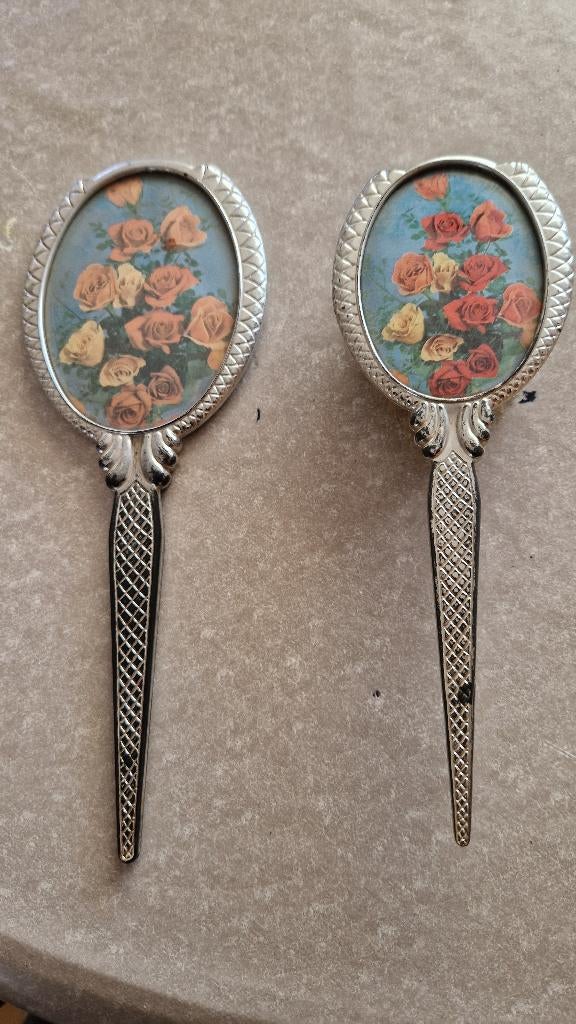 vintage spiegel met borstel, Ophalen of Verzenden