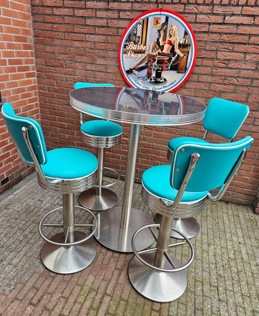 FIFTIES SIXTIES AMERIKAANSE BARKRUKKEN BEL AIR BARTAFEL, Ophalen, 60 tot 90 cm, Met voetsteun, Zo goed als nieuw