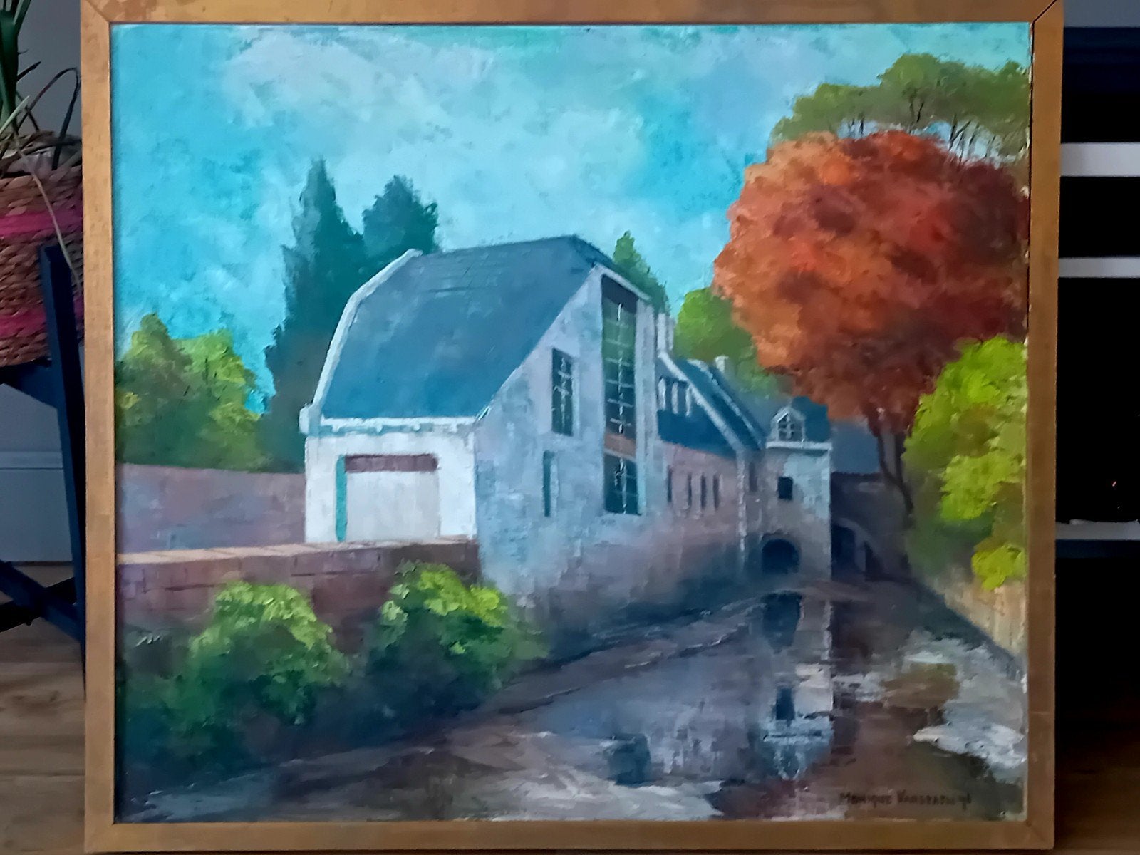 Schilderij Monique Vanstaen, Antiek en Kunst, Kunst | Schilderijen | Klassiek, Ophalen, Doek, Gedateerd, Landschap