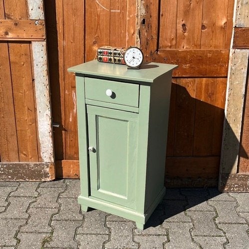 Nachtkastje hout groen Frankrijk 75,5 cm hoog halkastje, Ophalen, Gebruikt, Minder dan 45 cm, 70 cm of meer
