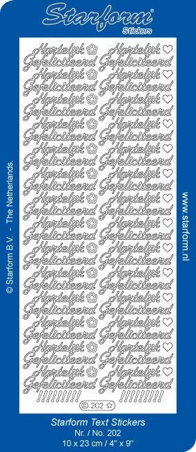 Starform 202 goud 28 x Hartelijk Gefeliciteerd stickervel, Ophalen of Verzenden, Nieuw, Sticker