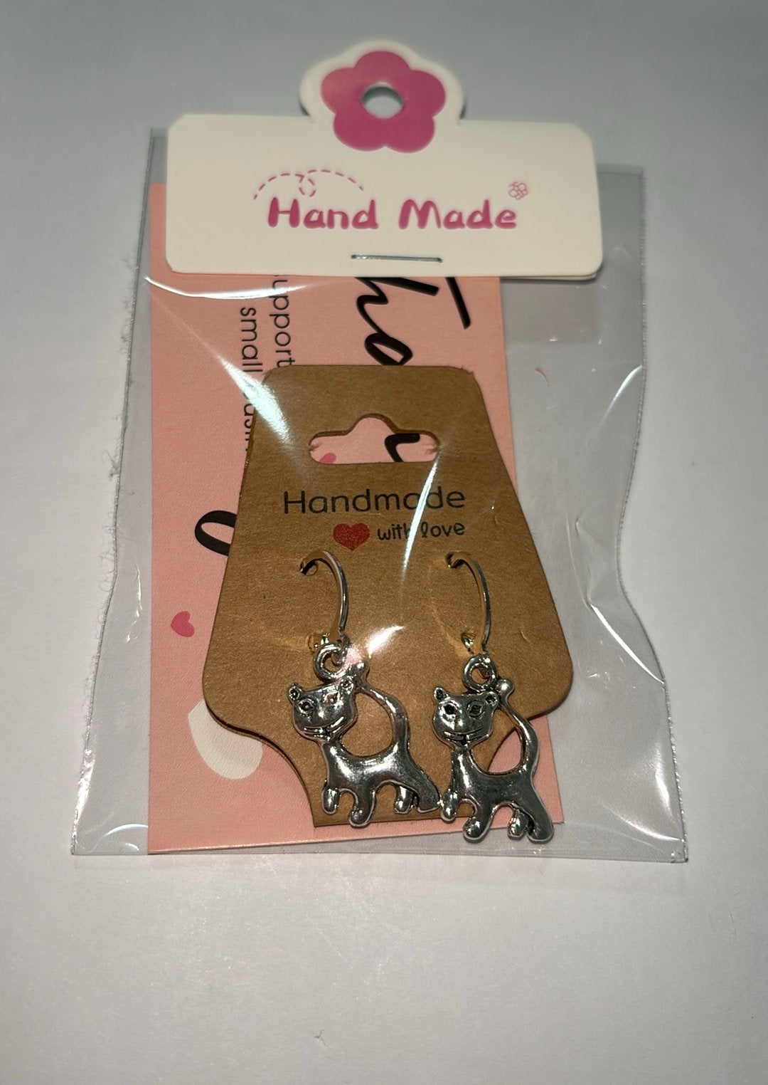Oorbellen kat zilver, Overige materialen, Hangers, Nieuw, Ophalen of Verzenden