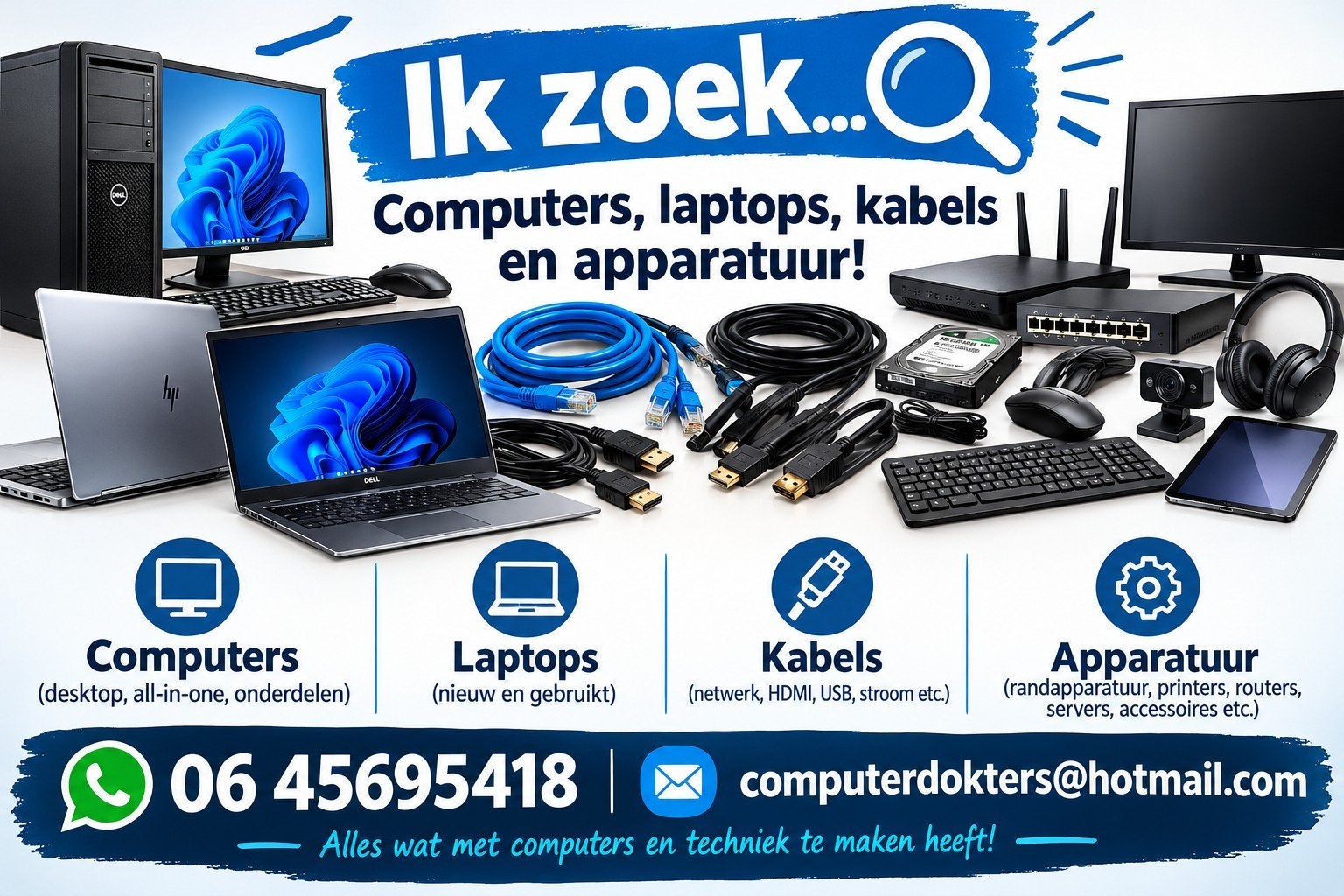 gezocht computers/laptops, Computers en Software, Ophalen, 64 GB of meer, Gebruikt, Qwerty
