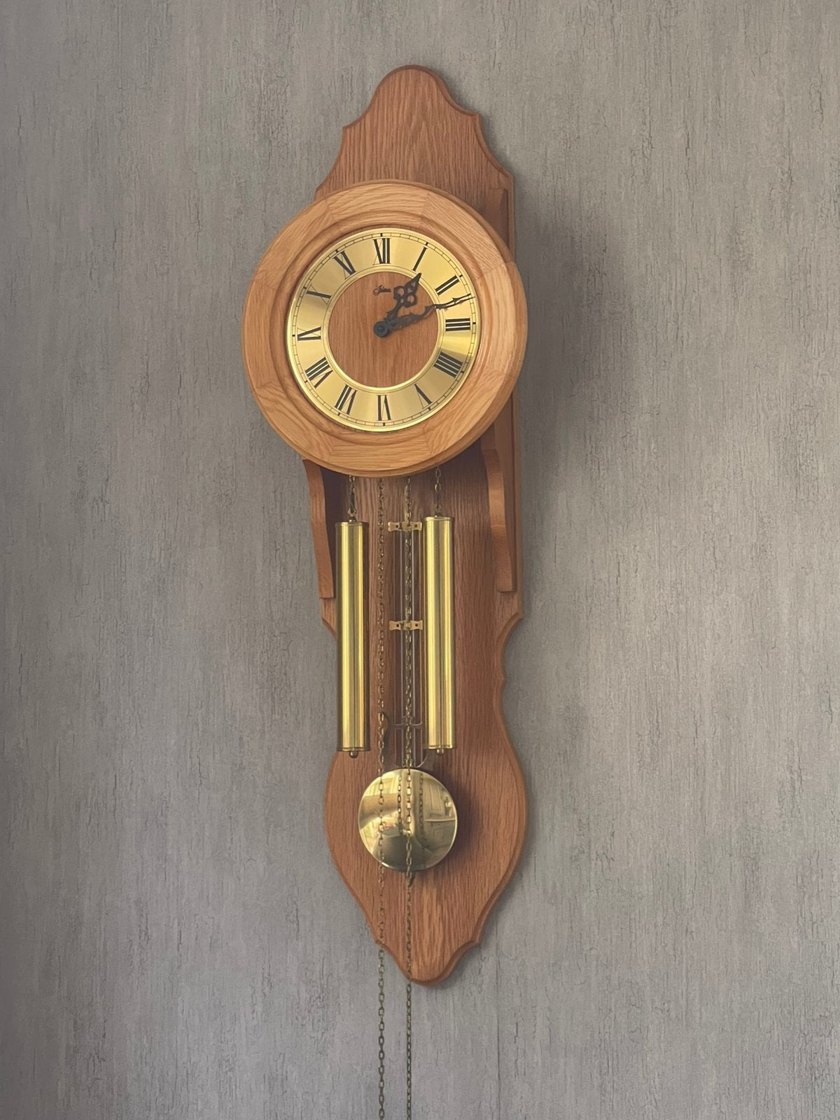 Joléma blank houten mechanische klok met bim-bam, Ophalen, Analoog, Met gewichten, Wandklok
