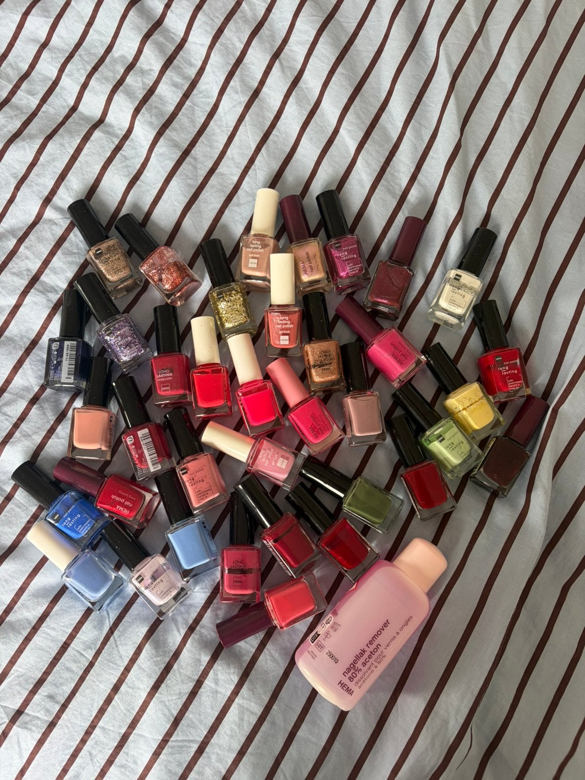 Grote set HEMA long lasting nagellak + remover, Sieraden, Tassen en Uiterlijk, Ophalen of Verzenden, Zo goed als nieuw, Handen en Nagels