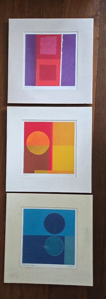 Set 3 IKEA Kunstprints Amaina offset-litho abstract jaren 90, Ophalen of Verzenden