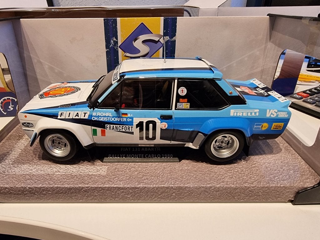 Fiat 131 Abarth rally monte carlo 1980 1/18, Ophalen of Verzenden, Nieuw, Auto, Solido