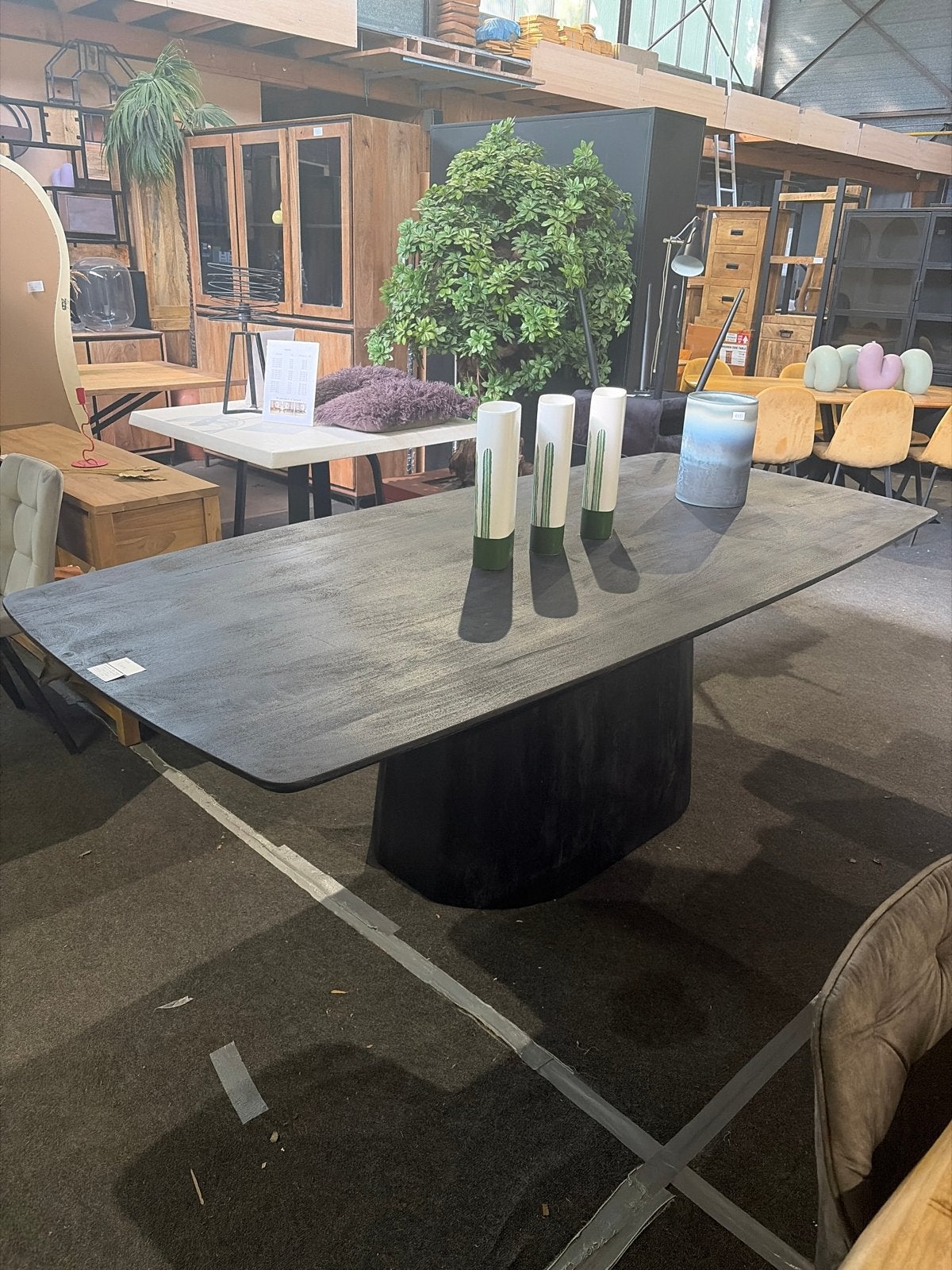 Deense ovale eettafel zwart mangohout - 240x110 cm, Ophalen, Nieuw