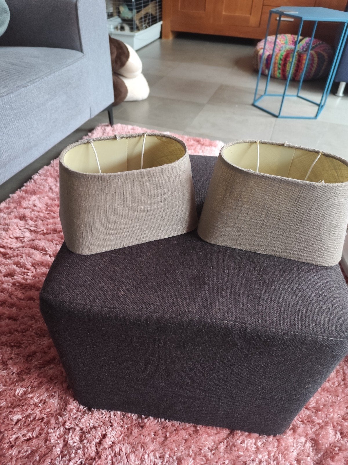 Twee bruine lampenkappen, gratis af te halen, Ophalen, Gebruikt, Bruin, Ovaal