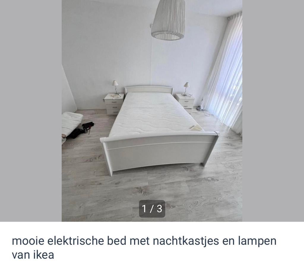 Leuke elektrische bed twee personen met lampen en nacht kast, Ophalen of Verzenden, Zo goed als nieuw