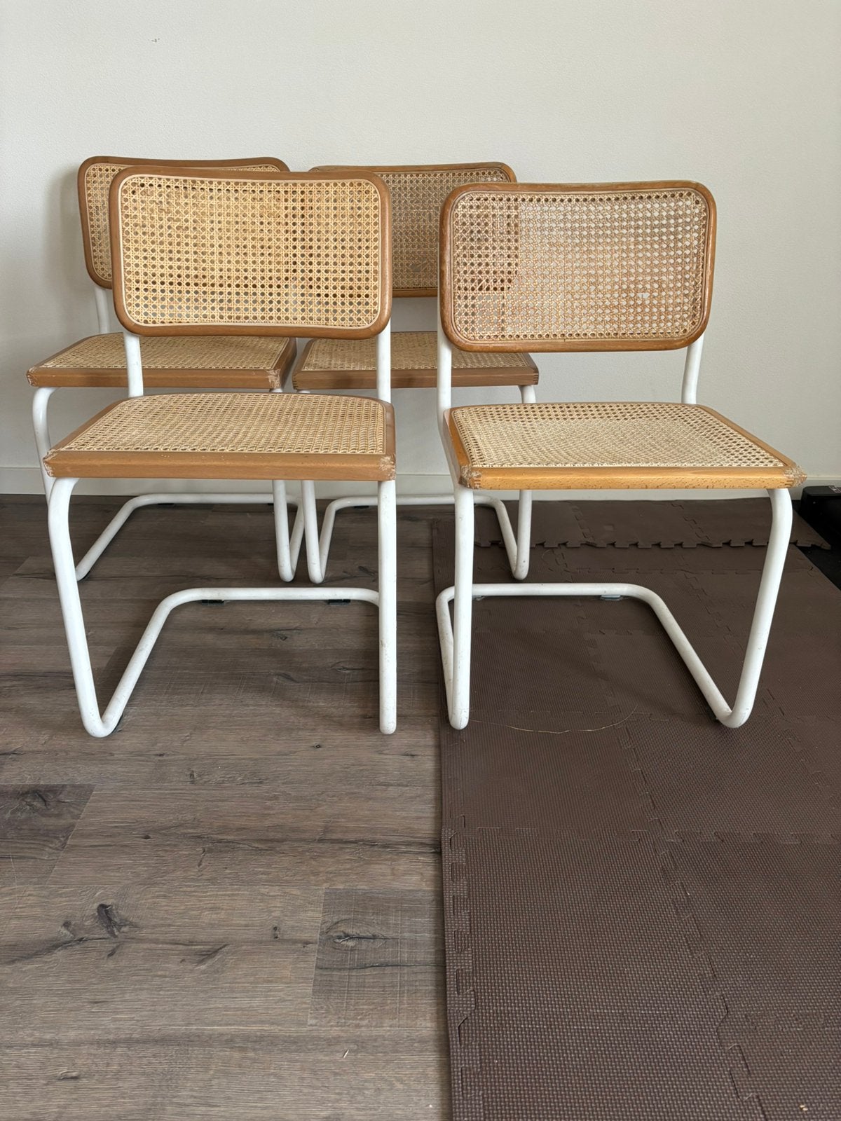 Vintage stoelen in stijl Marcel Breuer Cesca, Huis en Inrichting, Ophalen, Gebruikt, Wit, Riet of Rotan