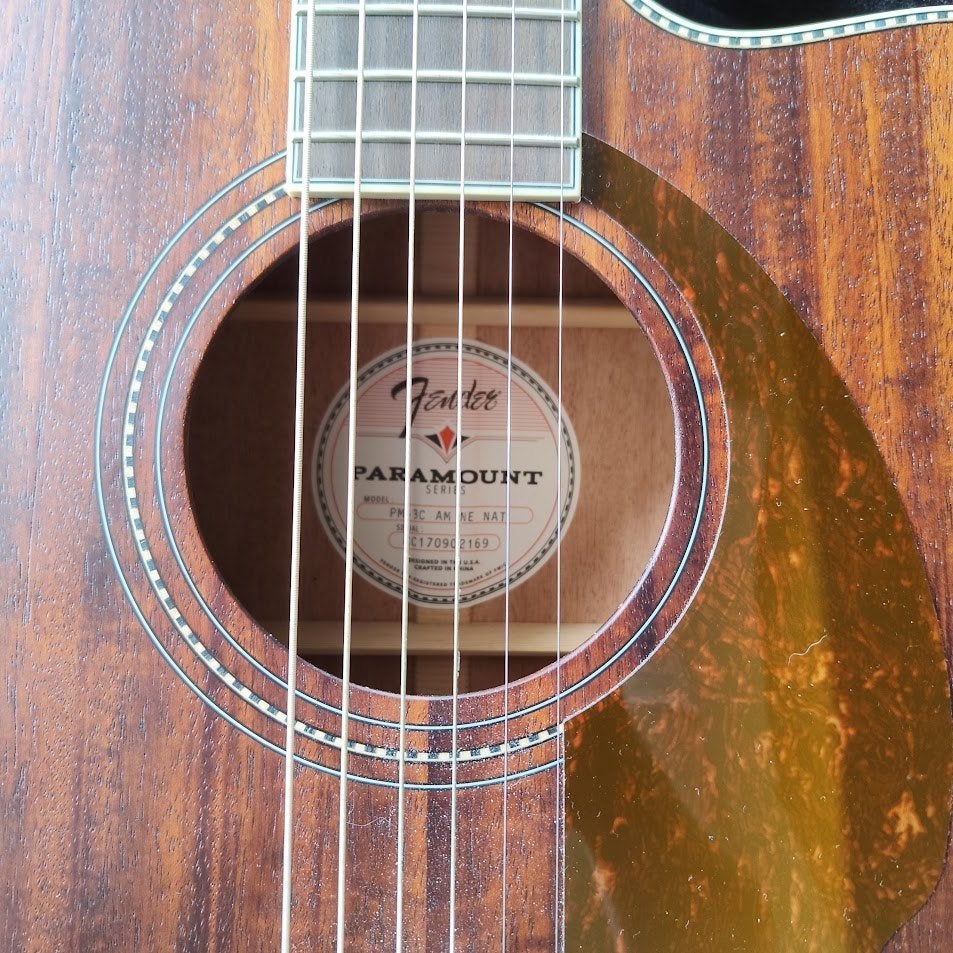 Akoestische gitaar Fender Paramount PM-3C AM NE NAT mahogany, Ophalen, Zo goed als nieuw, Western- of Steelstringgitaar, Met koffer
