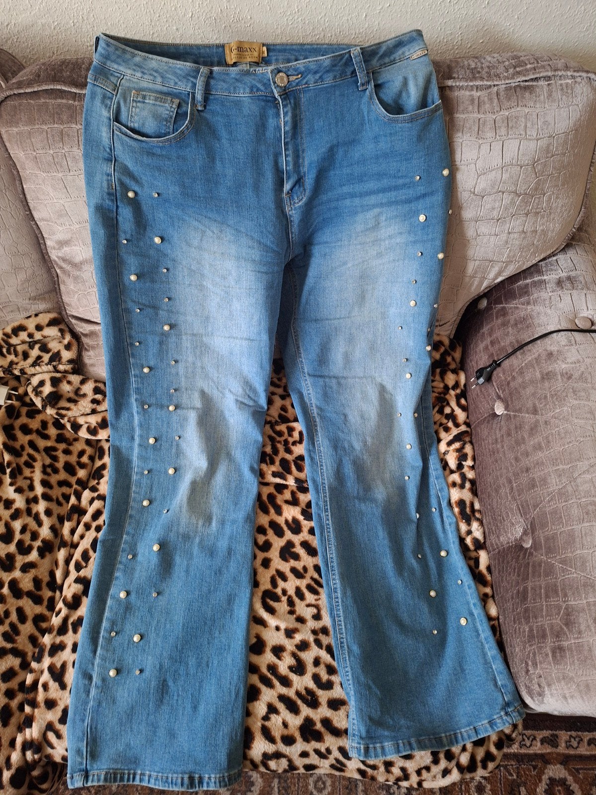 dames broek met bling bling maat xl, Ophalen, Zo goed als nieuw, Blauw, Overige jeansmaten