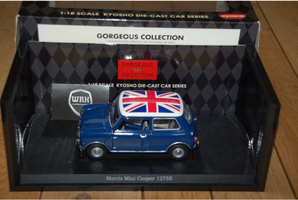 1:18 MINI COOPER 1275 Union jack Kyosho in box WRH, Hobby en Vrije tijd, Modelauto's | 1:18, Verzenden, Zo goed als nieuw, Auto