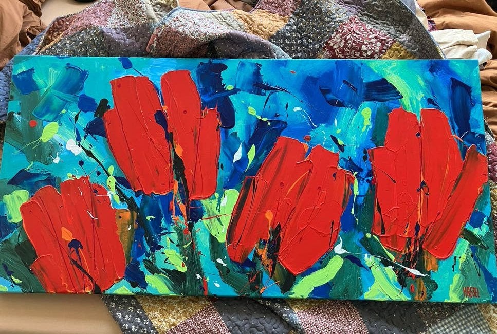 SNEL WEG! Prachtige Ad van Hassel Rode Tulpen - 120x60, Ophalen