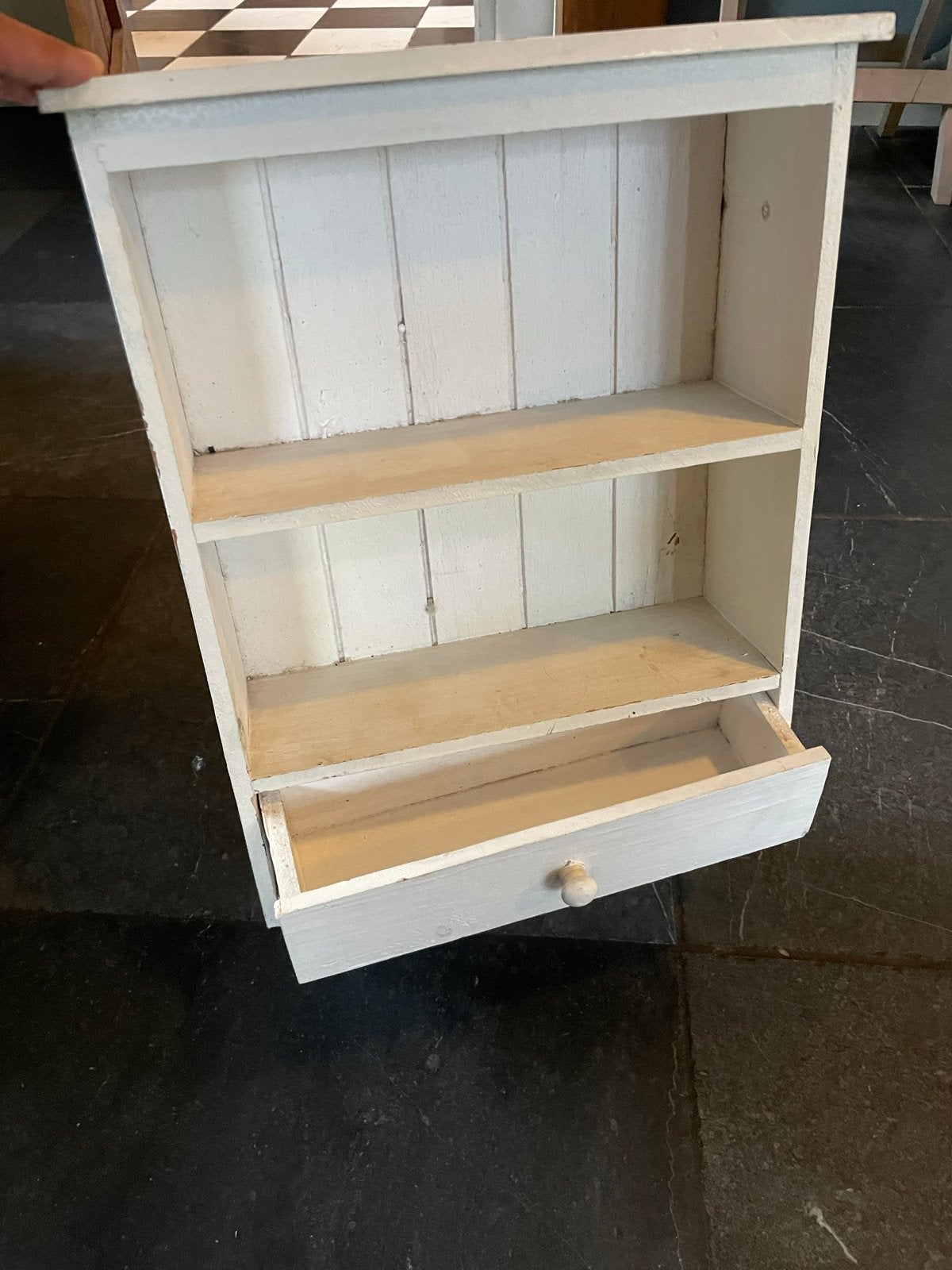 Brocante kastje met lade en planken - H50xB32xD13, Ophalen