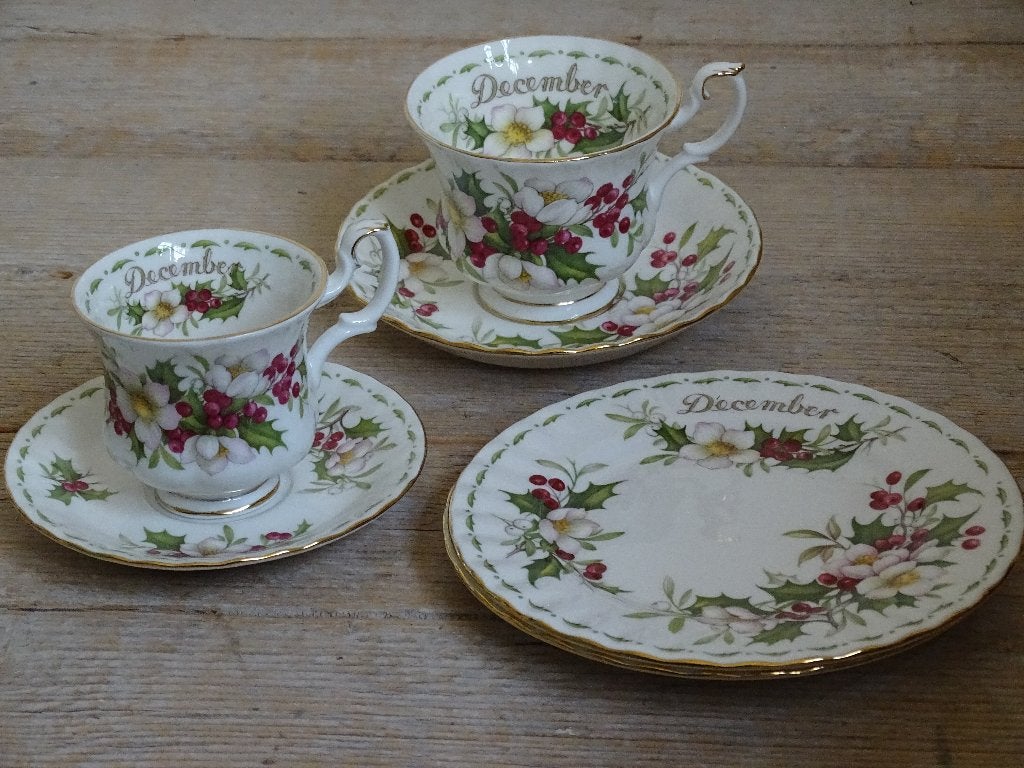 Servies, Flowers of the Month Series, DECEMBER, z.g.a.n., Ophalen of Verzenden